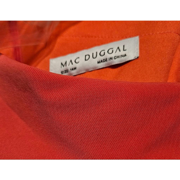 MAC DUGGAL Coral One Shoulder Dress with Fringe - Size 14W - Picture 9 of 10